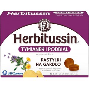 Herbitussin Tymianek i Podbiał 12 pastylek do ssania