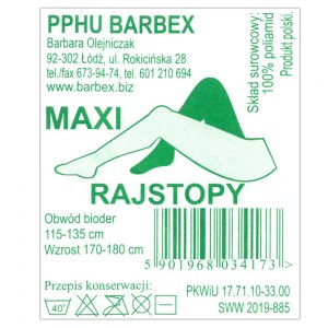 Barbex Rajstopy damskie czarne MAXI