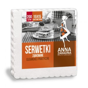 Anna Zaradna Serwetki Ząbkowane 15x15cm Białe 200szt