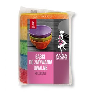 Anna Zaradna gąbki do zmywania OWALNE kolorowe 5szt