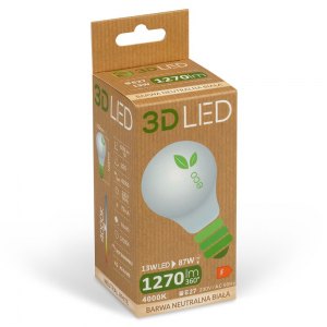 3D LED Żarówka 13W E27 barwa neutralna biała