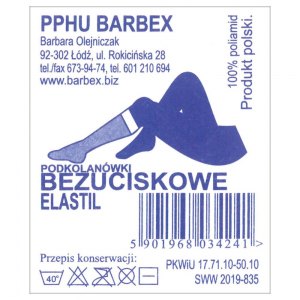 Barbex podkolan&oacute;wki bezuciskowe elastil czarne 1 para