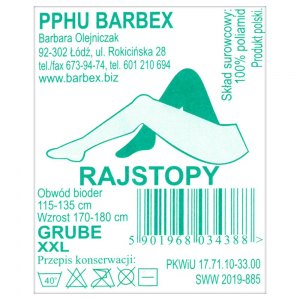 Barbex rajstopy grube XXL beżowe 1 para